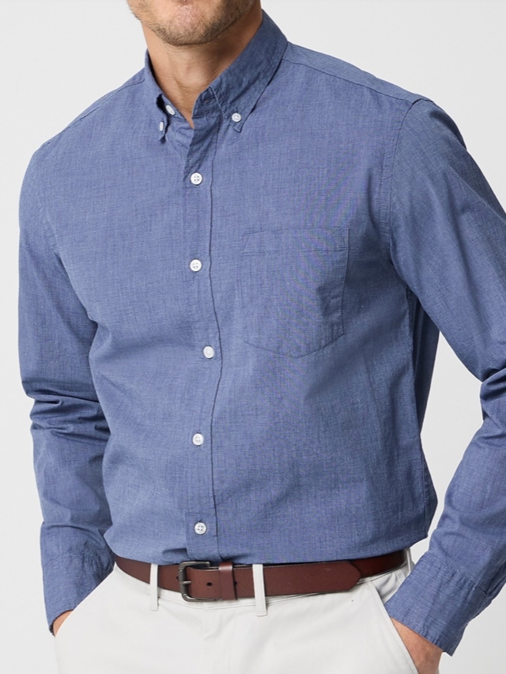 J. Crew Men's Flex-Washed Button-Down Shirt — Dark Blue